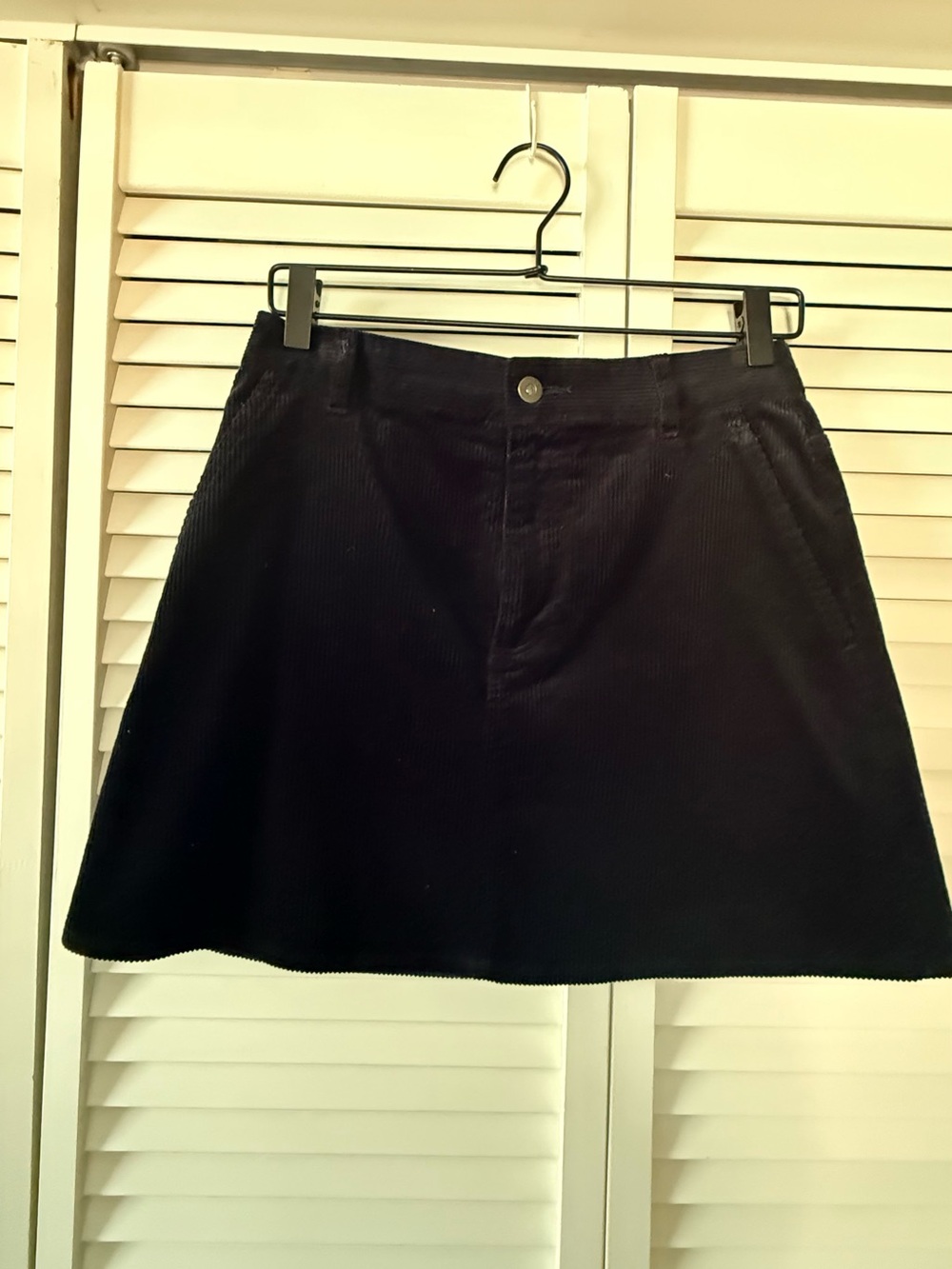 Womens Dark Blue Velvet Mini Size Small Lightweight Classy Uniqlo A-line Skirt
